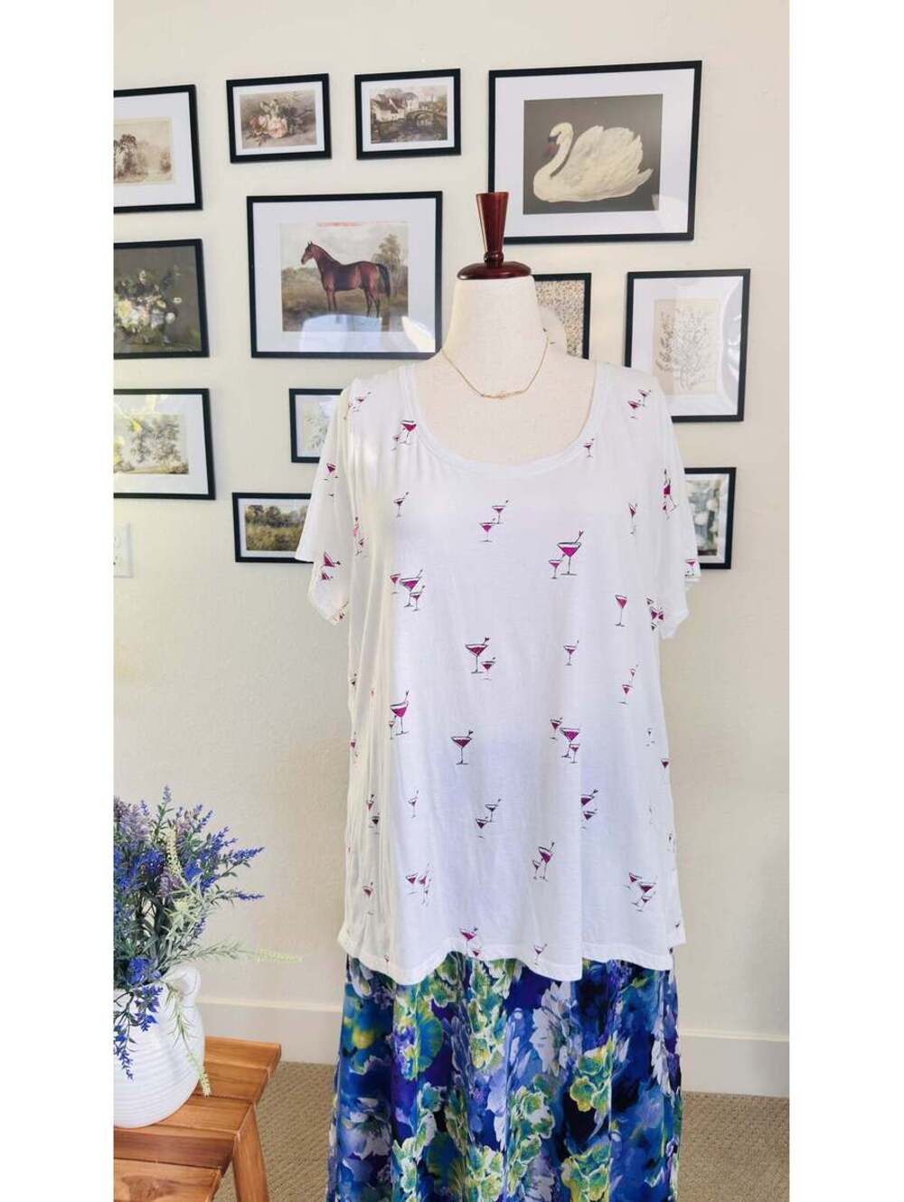 Lane Bryant Martini Print Cotton Scoop Neck  - Size 22/24